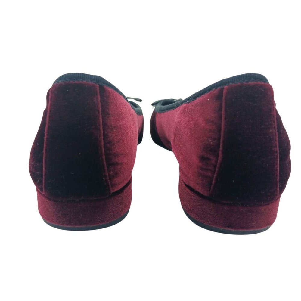 Born Ono Hallada Wine Velvet Ballet Flats Bow Shoes Size 8.5 Stacked Low Heel - Picture 7 of 15